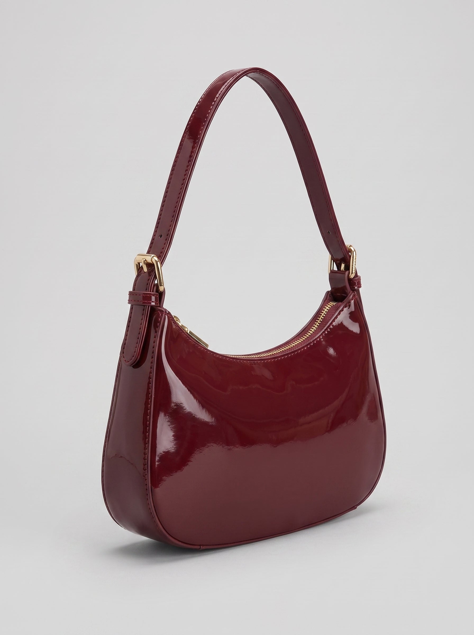 Burgundy Patent Leather Shoulder Bag