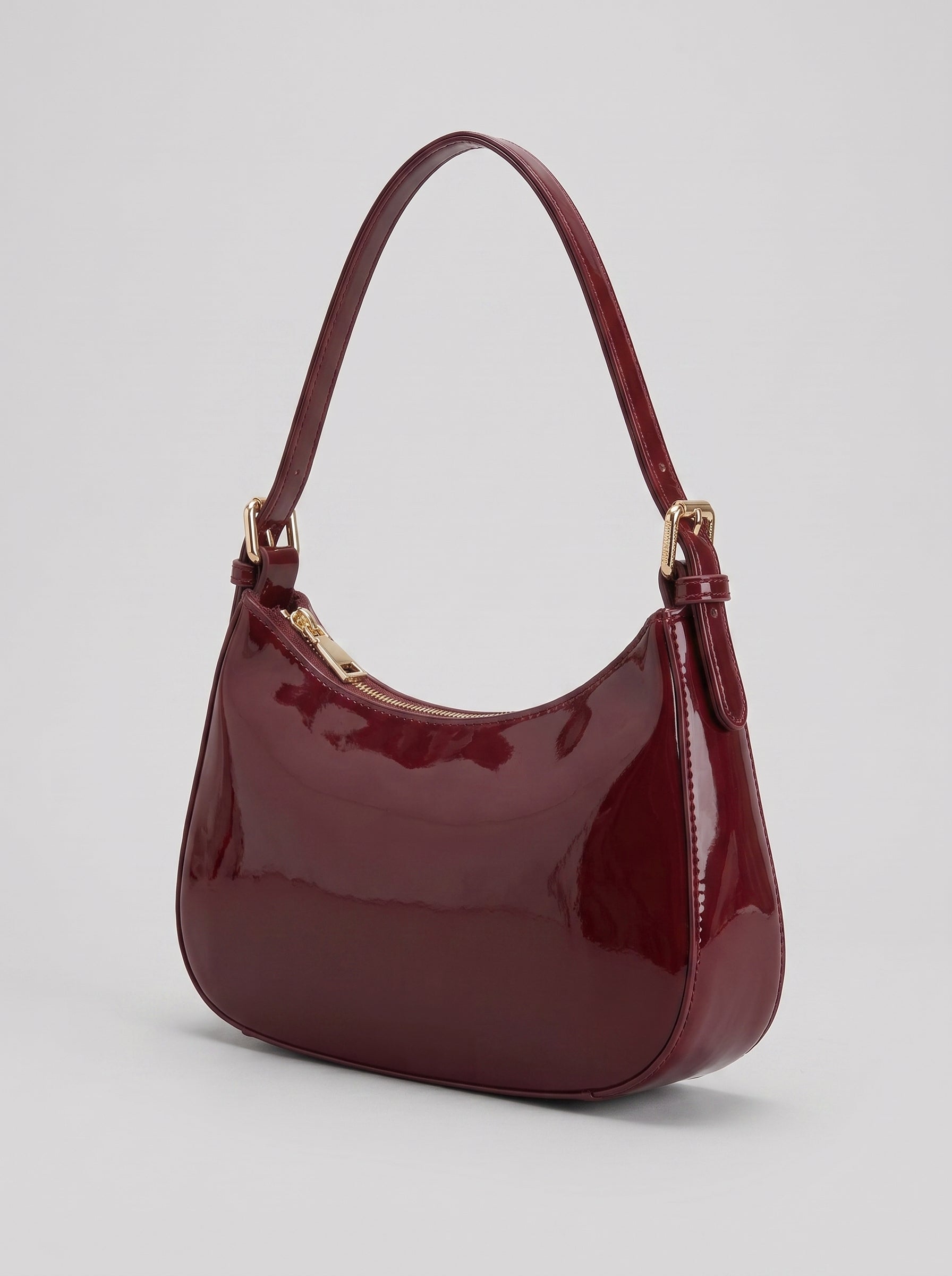 Burgundy Patent Leather Shoulder Bag
